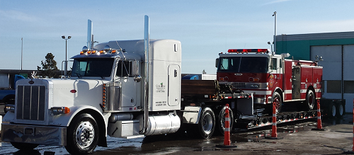 fire truck just washed 3 truck transport photo