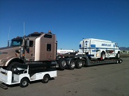 fuel truck on trailer 2 truck transport photo